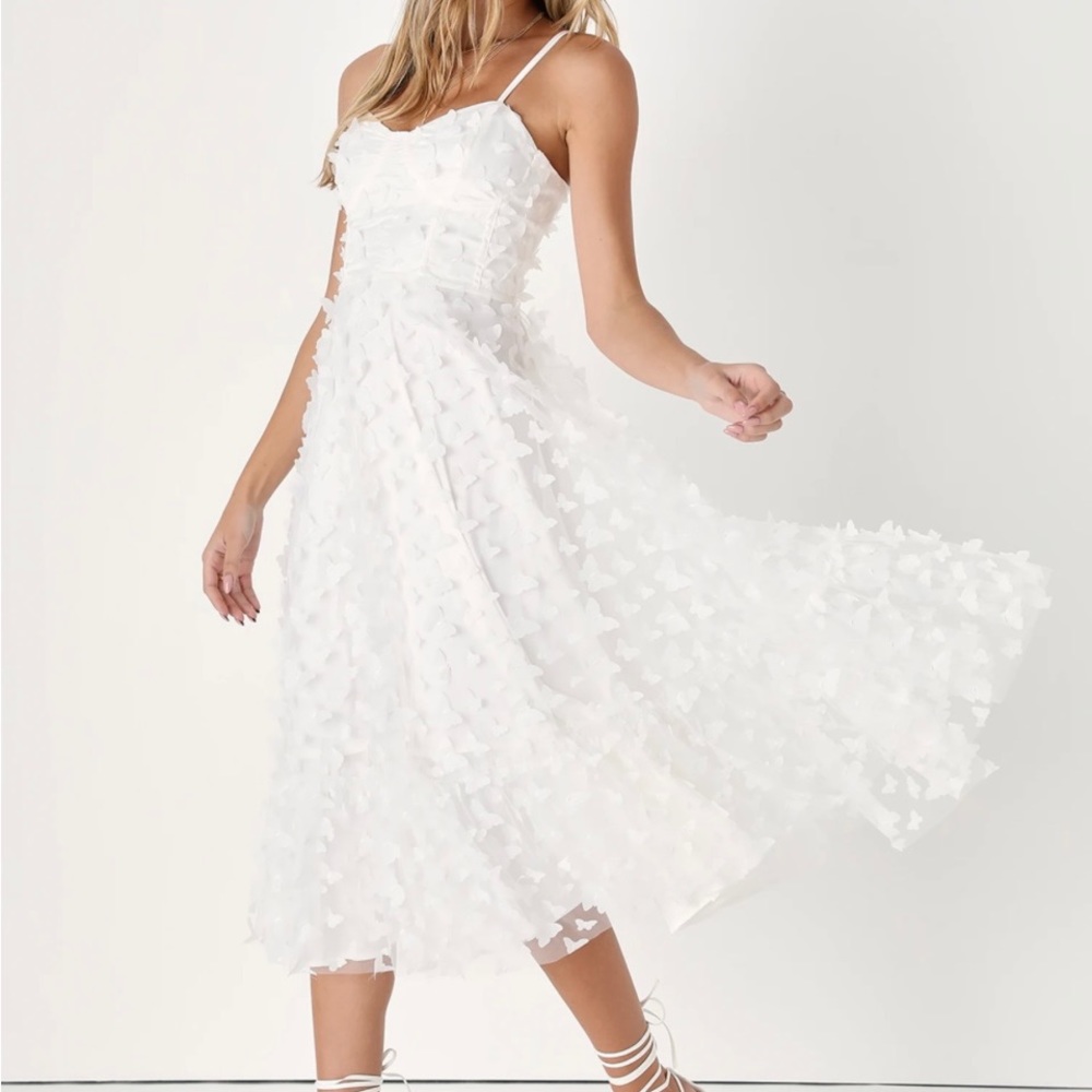 White Butterfly Dress Size S Lulus